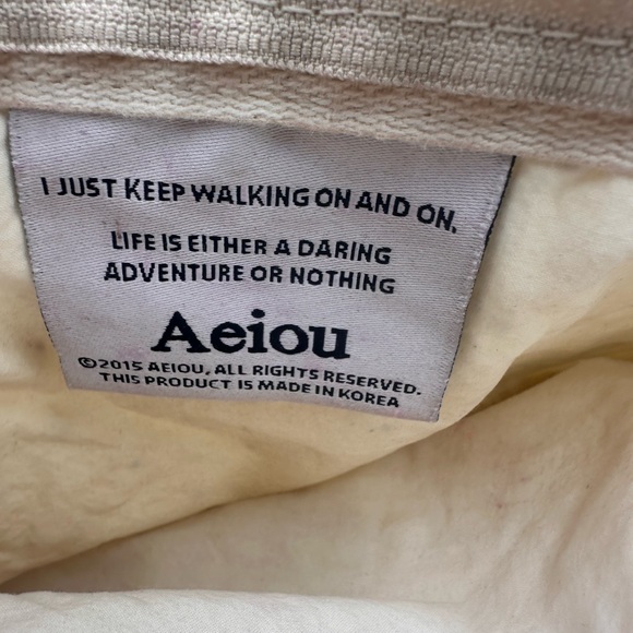 Aeiou Korea Corduroy Polka Dot Pouch - Cream & Black Pom Pom - Picture 5 of 5